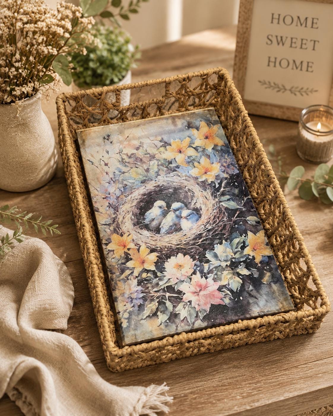 Bird Nest Basket: 17"x11"x4"