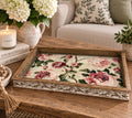 Shabby Chic Serving Tray | Pink Rose Decoupage Wood Tray 16.5x10.75 by Mikela Lindel Home