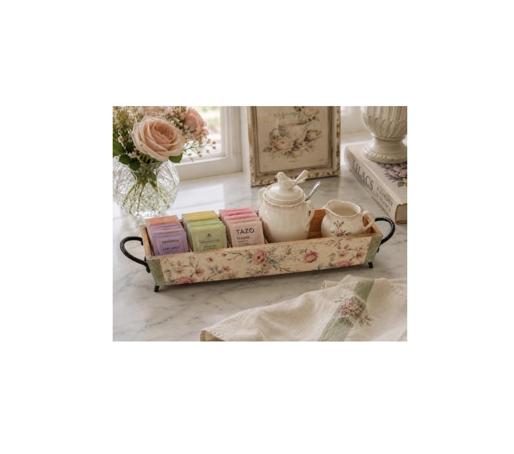 Farmhouse Floral Tray: 12"x4.5"