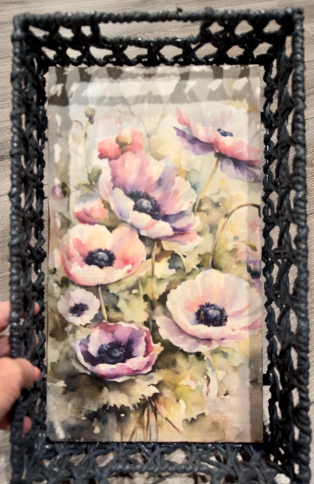 Wicker Basket Tray, Poppy Floral, 11 X 17 Inch Decorative Tray by Mikela Lindel Home