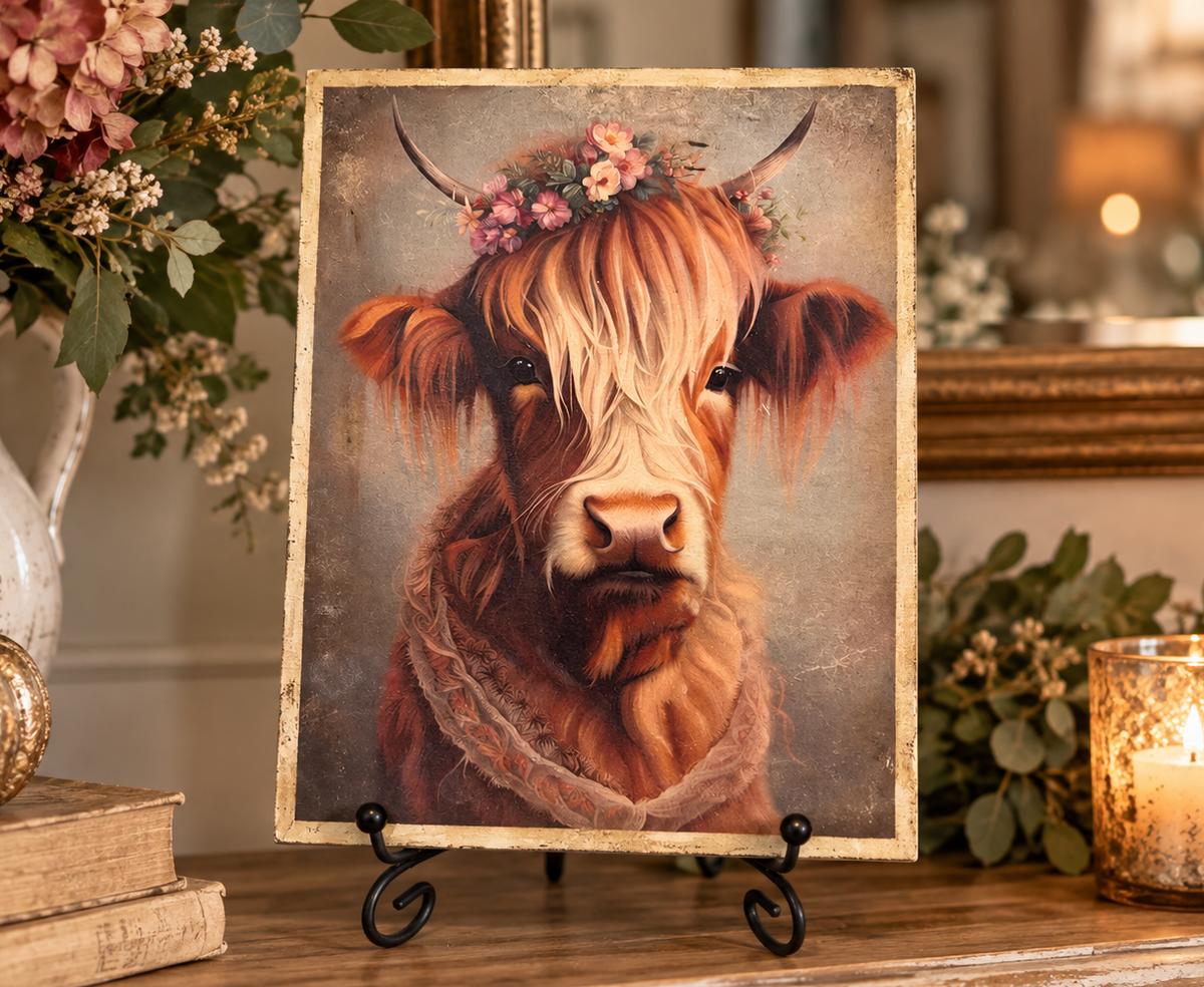 Highland Cow Sign, Sassy Lady Wood Plaque, Farmhouse Art, 6"x8"
