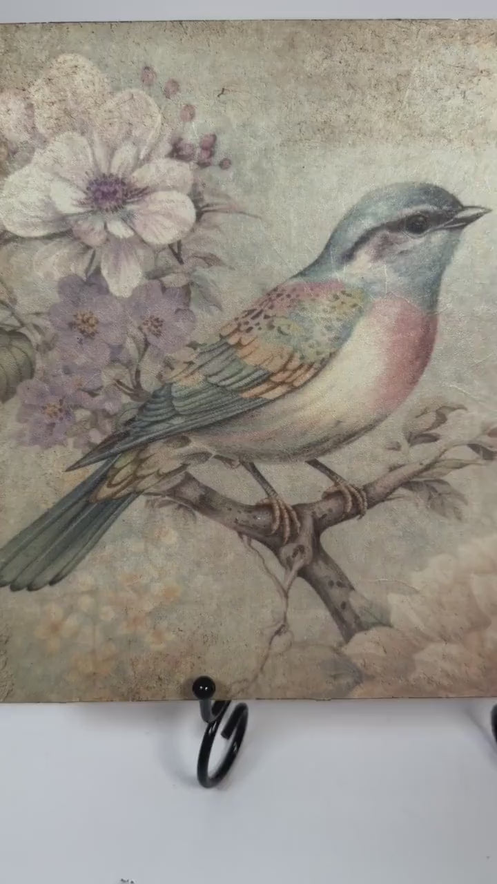 Cottage Garden Art, Bird And Flowers Metal Stand, 9.75 X 7.75